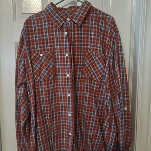 Ruff Hewn Plaid Button-Down Shirt in Red and Blue